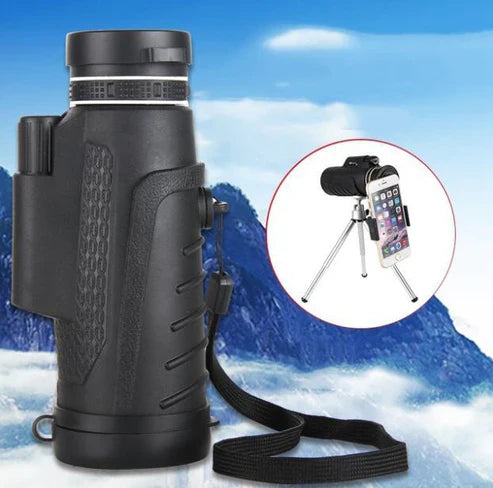 40×60 HD Zoom Telephoto Monocular Telescope with Tripod & Phone Clip – Compatible with Apple & Android